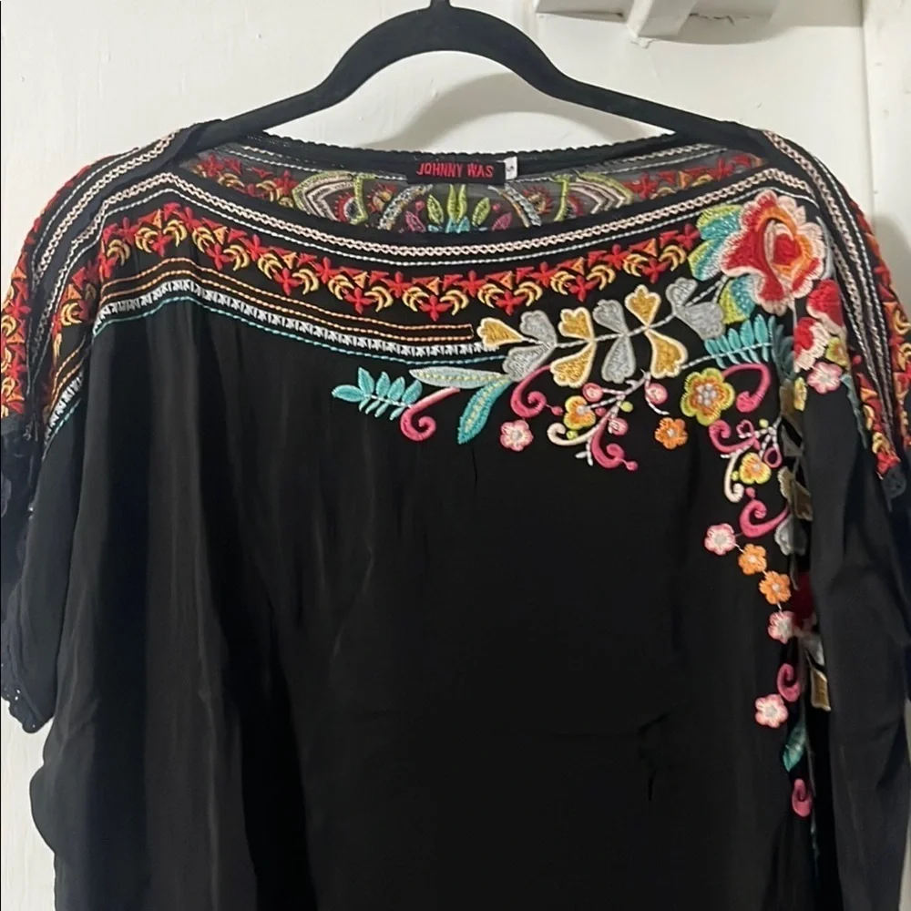 Johnny was Black Dress with Colorful Embroidery